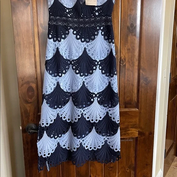 Adelyn Rae Navy and Light Blue Midi Dress - Picture 4 of 7